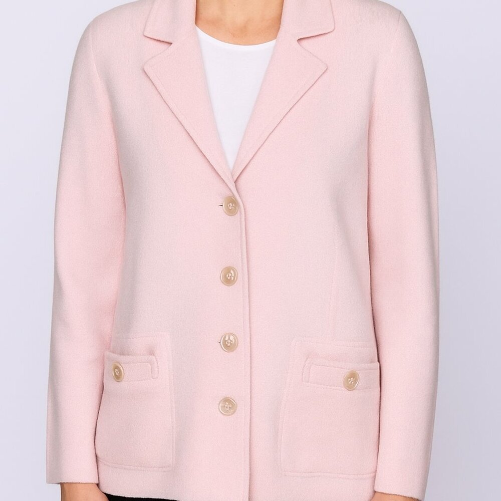 STEPHANIE PHILLIPS Lazy Luxury 100% Merino Wool Soft Pink Boxyโ Cardigan sz 8